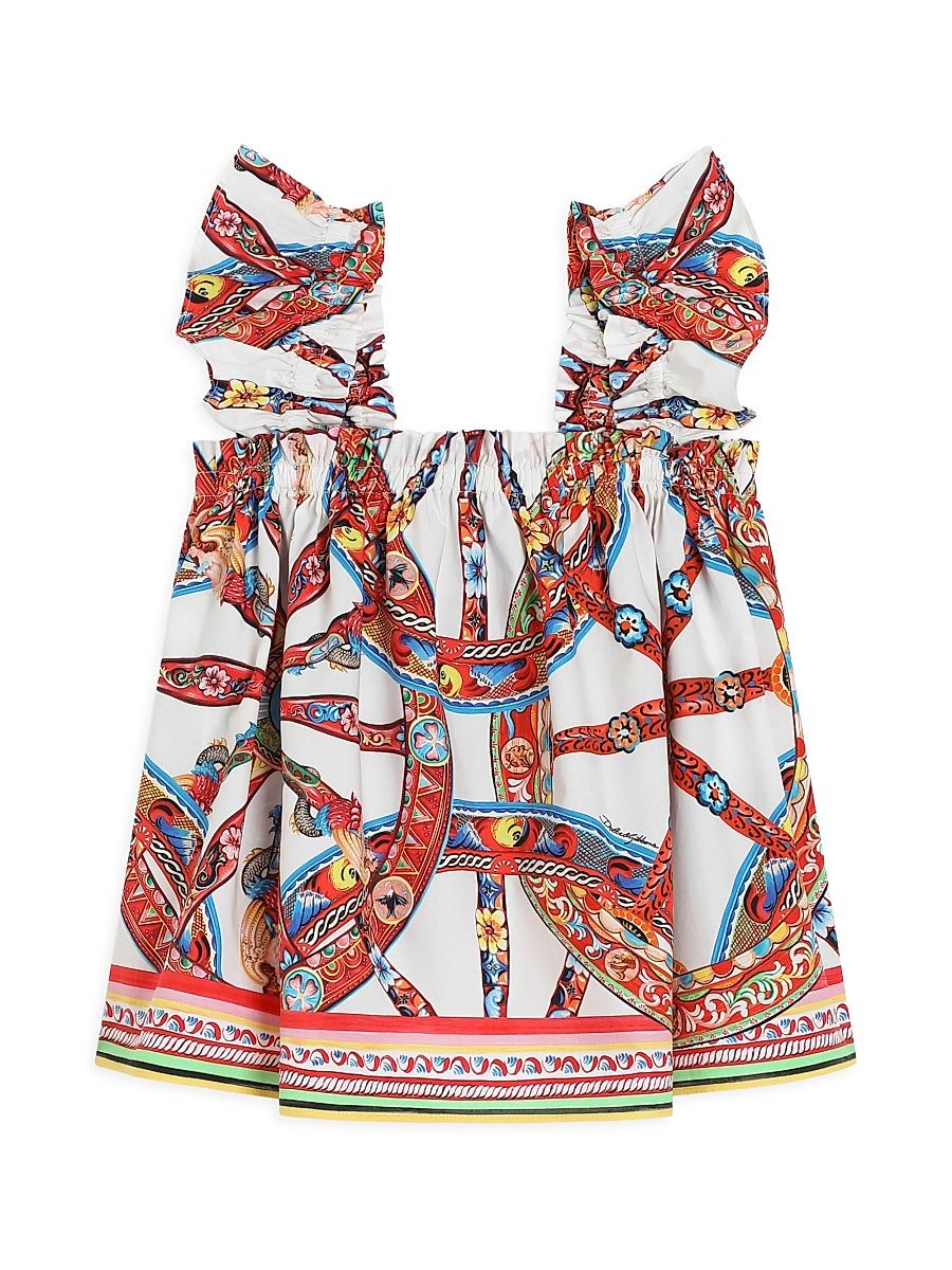 Little Girl's Printed Flutter-Sleeve Dress - Carretto - Size 6
