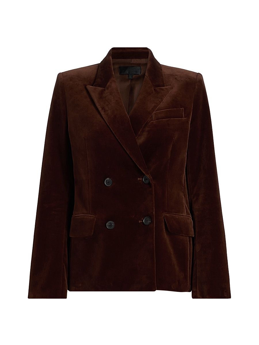 Women's Veda Stretch Velvet Tailored Jacket - Burnt Sienna - Size 4