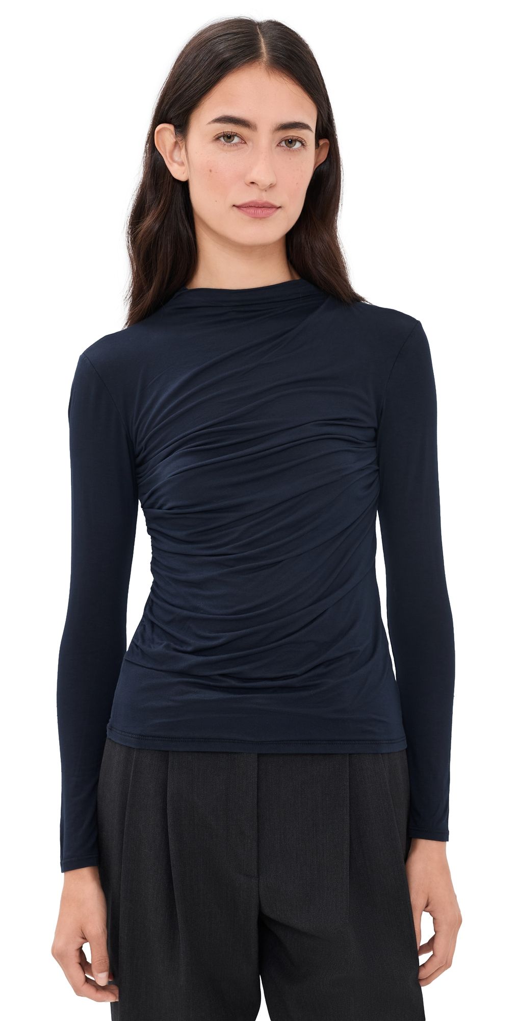 Enza Costa Fluid Viscose Jersey Twist Top Ink XS