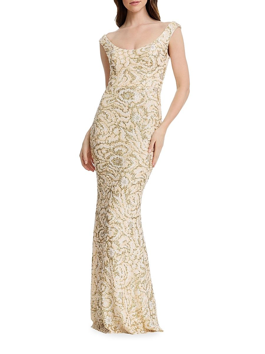 Women's Josie Sequin Mermaid Gown - Cream Multi - Size XXL