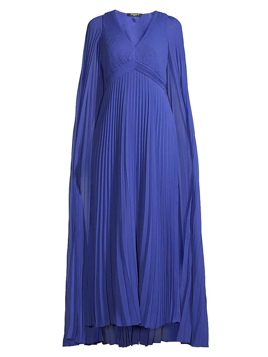 Women's Joelle Plissé Cape Maxi Dress - Lapis Blue - Size 8