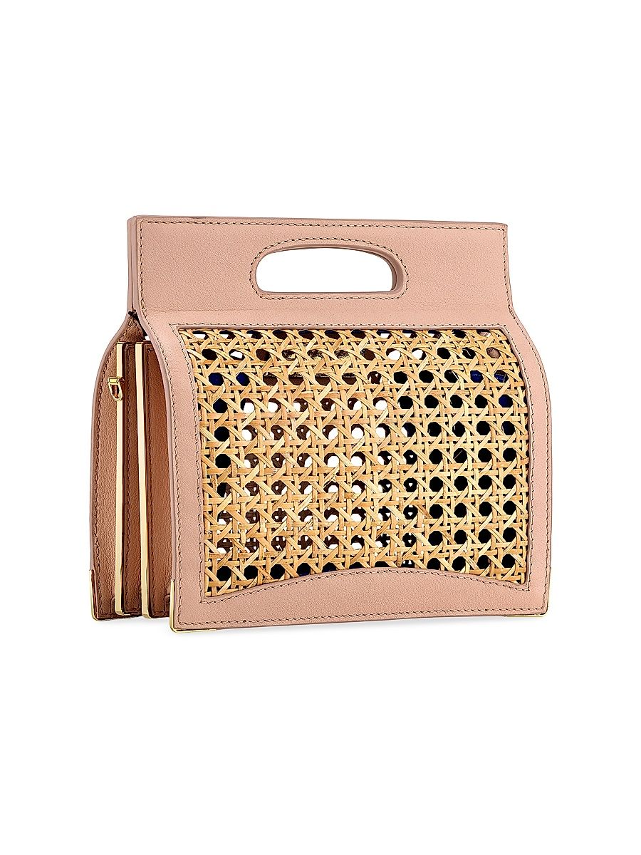 Women's Stella Handbag Leather and Natural Wicker Tall with Gold Hardware - Chai