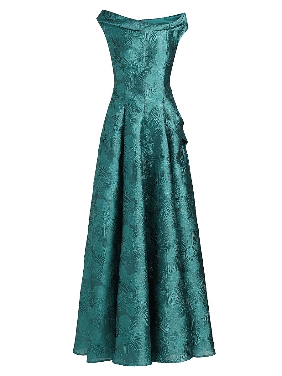 Women's Floral Jacquard A-Line Gown - Bay - Size 16