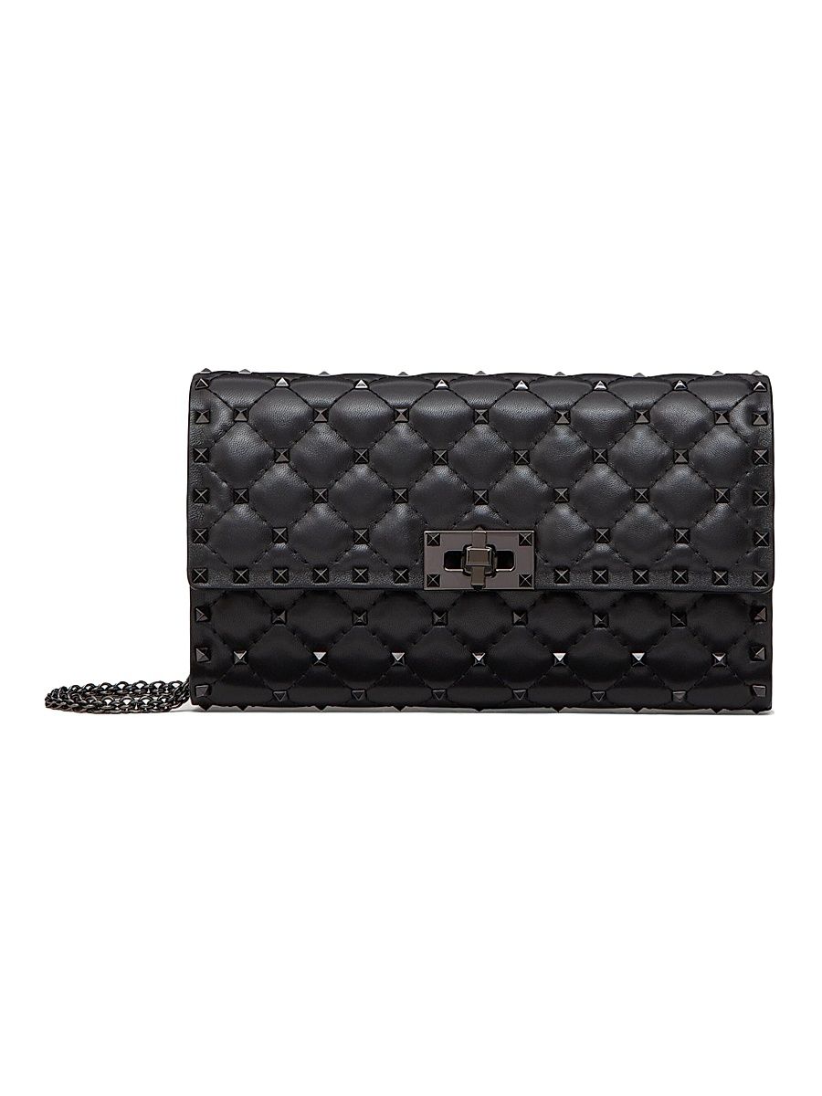 Women's Rockstud Spike Crossbody Nappa Leather Bag - Black