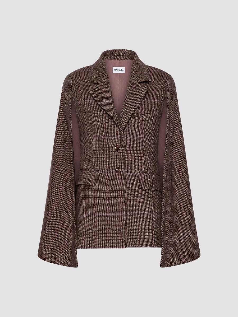Marella Women's Lightweight Wool Blend Cape Jacket - Brown - Size 12