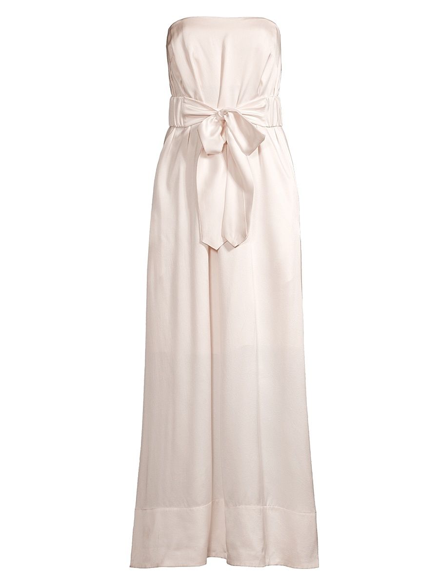 Women's Cursive Tie-Waist Silk Dress - Shell - Size 8