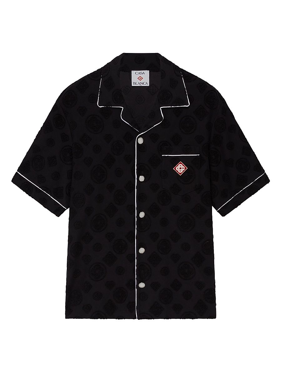 Men's Towelling Monogram Shirt - Black - Size XXL