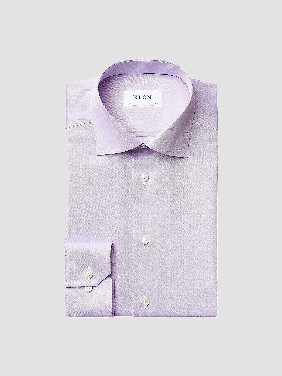 Eton Men's Slim-Fit Twill Dress Shirt - Lavendar - Size 17.5