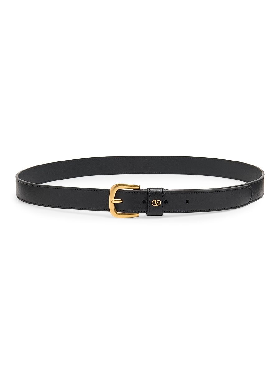 Men's VLogo Signature Belt in Shiny Calfskin 25MM - Black - Size 46