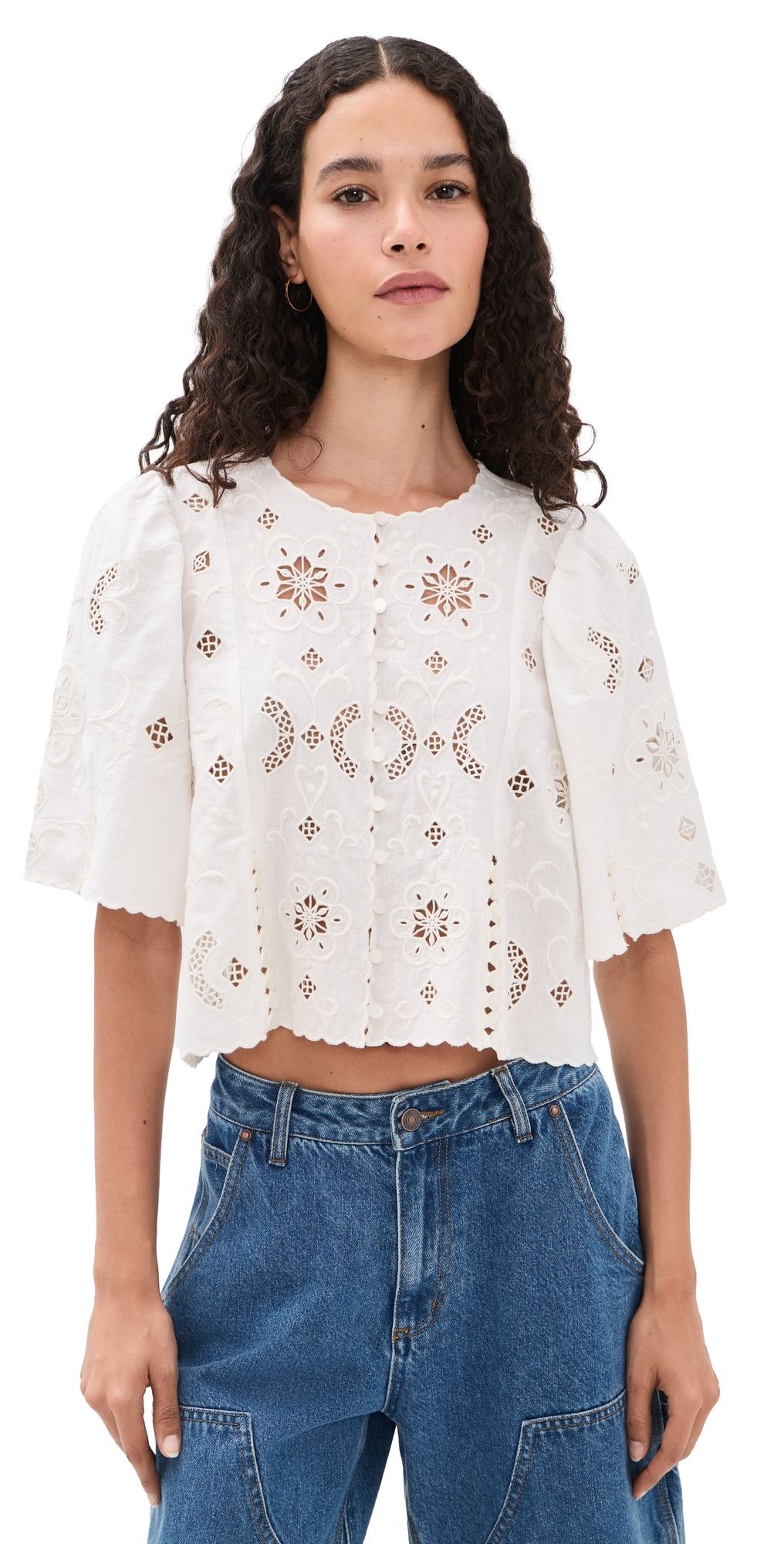 Sea Gardener Embroidered Top White XL