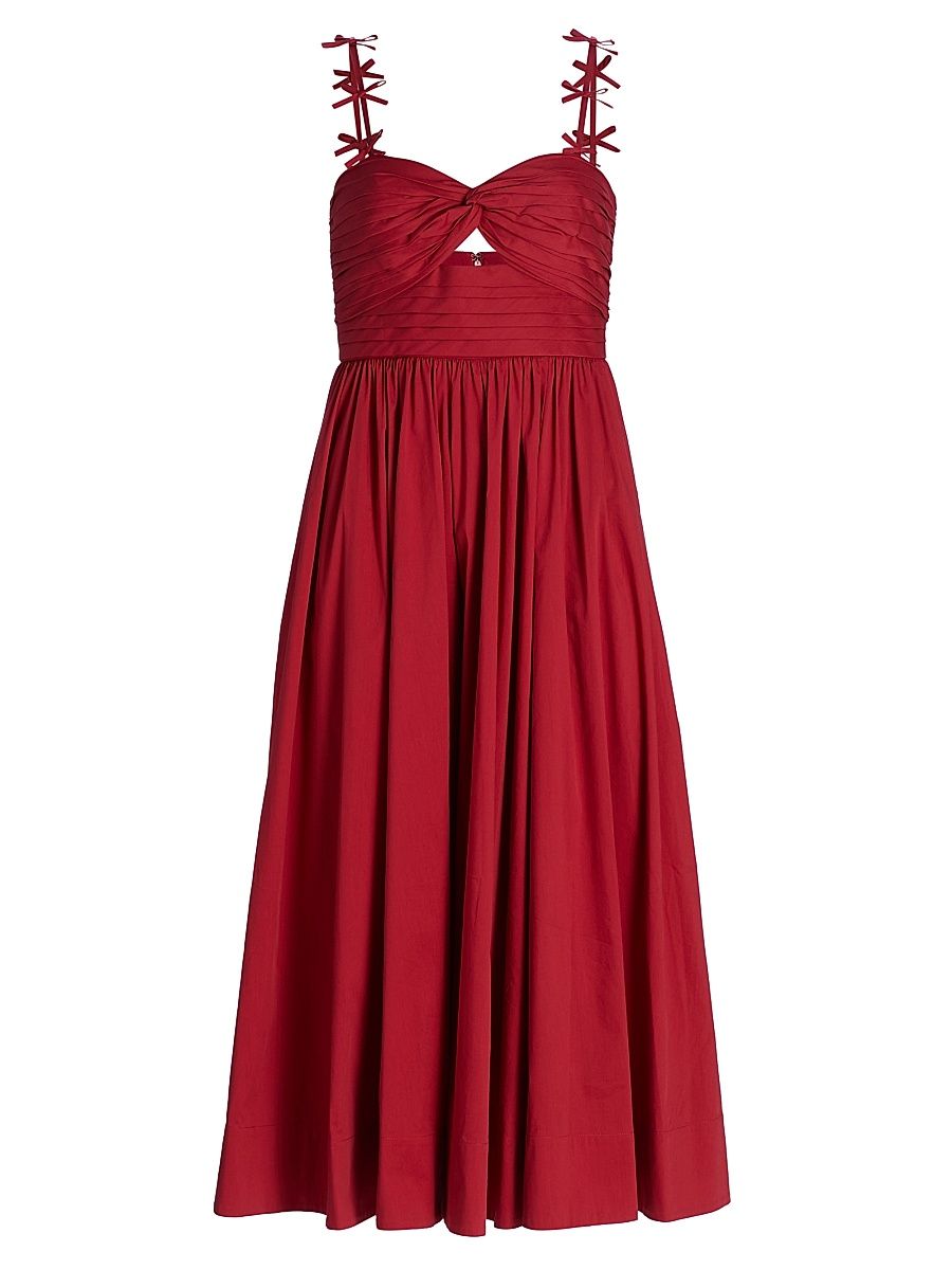 Women's Agnes Poplin Bow-Strap Midi-Dress - Cherry Rose - Size 14
