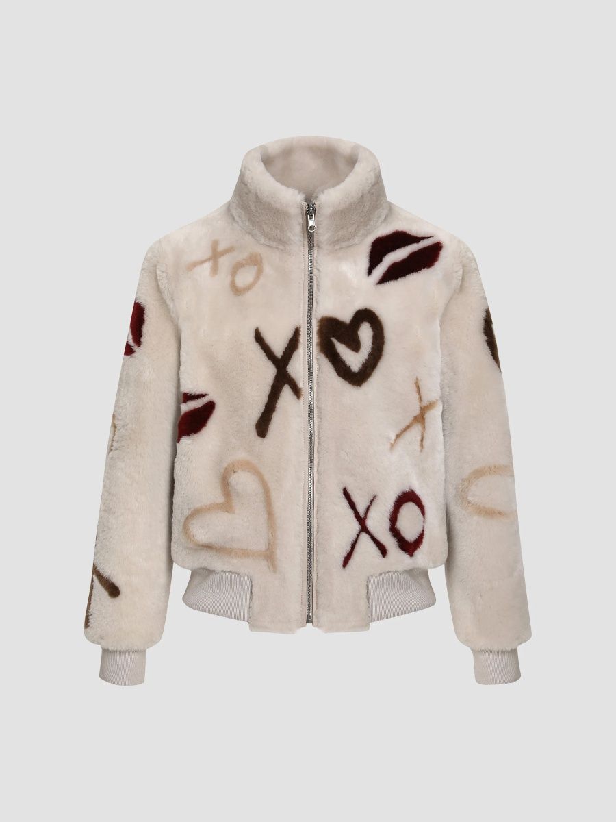 Gorski Women's Reversible Merino Shearing Lamb Bomber Jacket - Cream - Size Medium