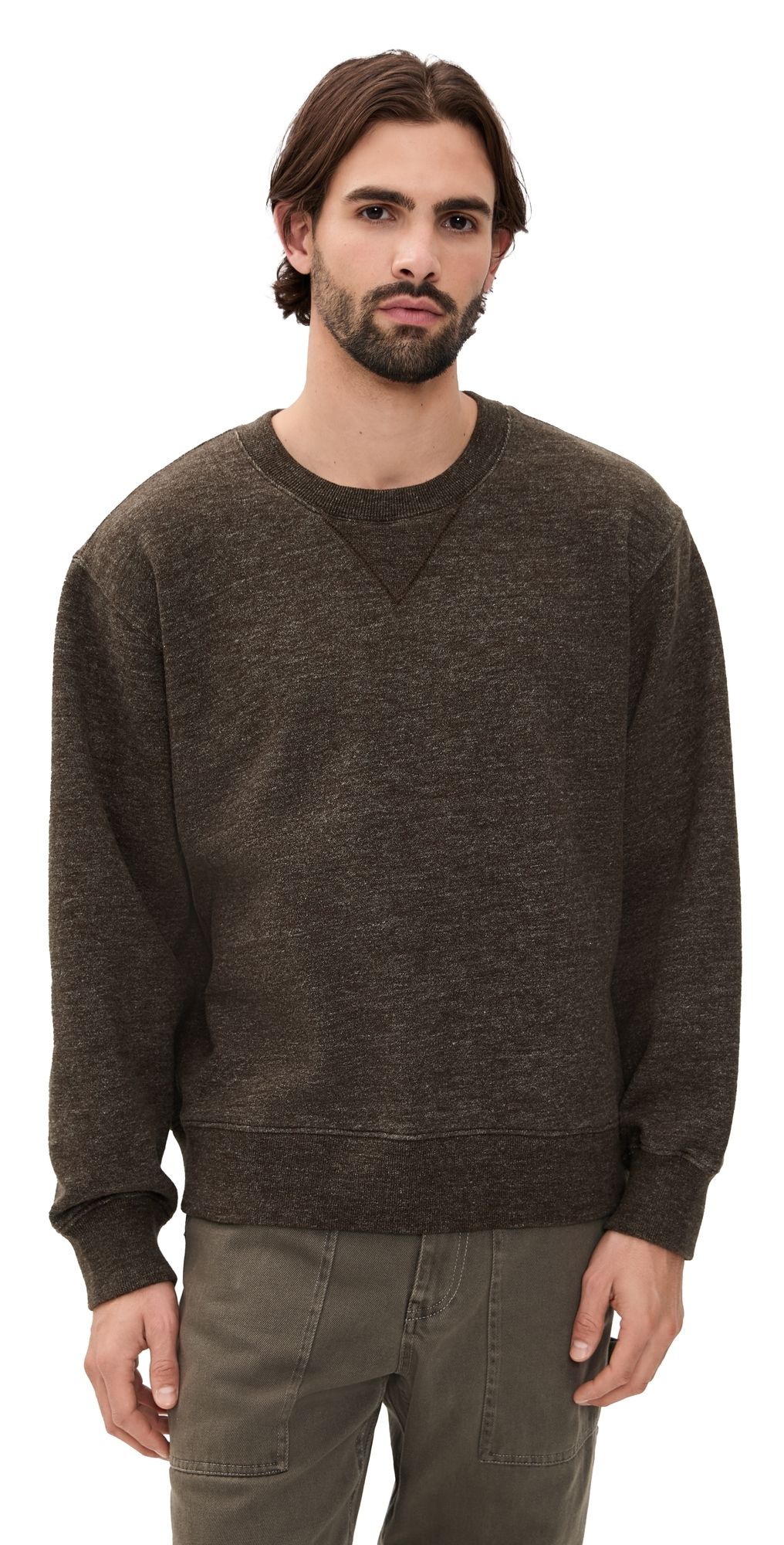 Alex Mill Marlon Sweatshirt In Heather Fleece Heather Chocolate XL