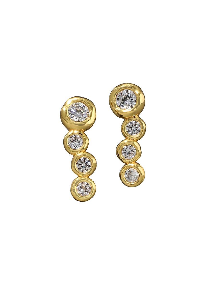 Women's Asterales 14K-Gold-Plated & Cubic Zirconia Bar Earrings - Gold