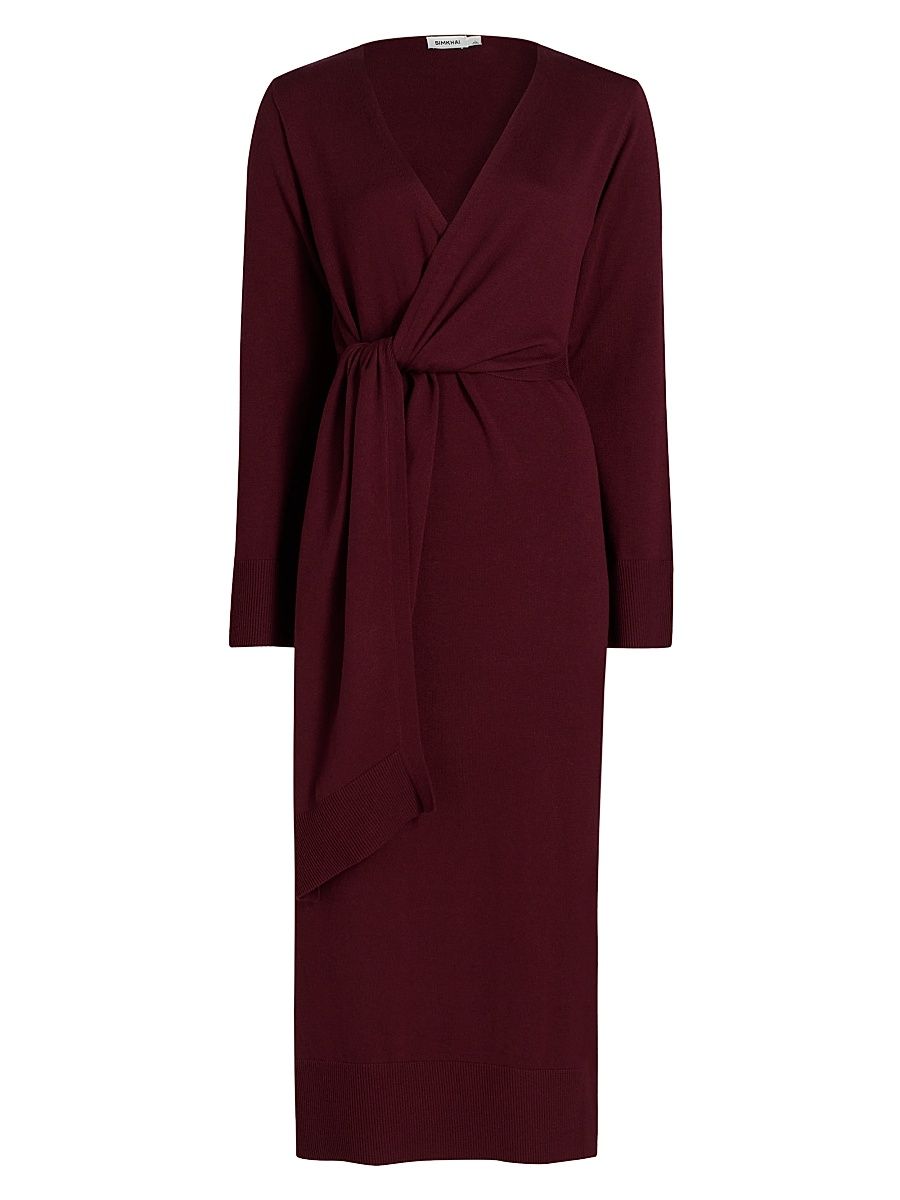 Women's Skyla Wrap-Style Midi-Dress - Sangria - Size XS