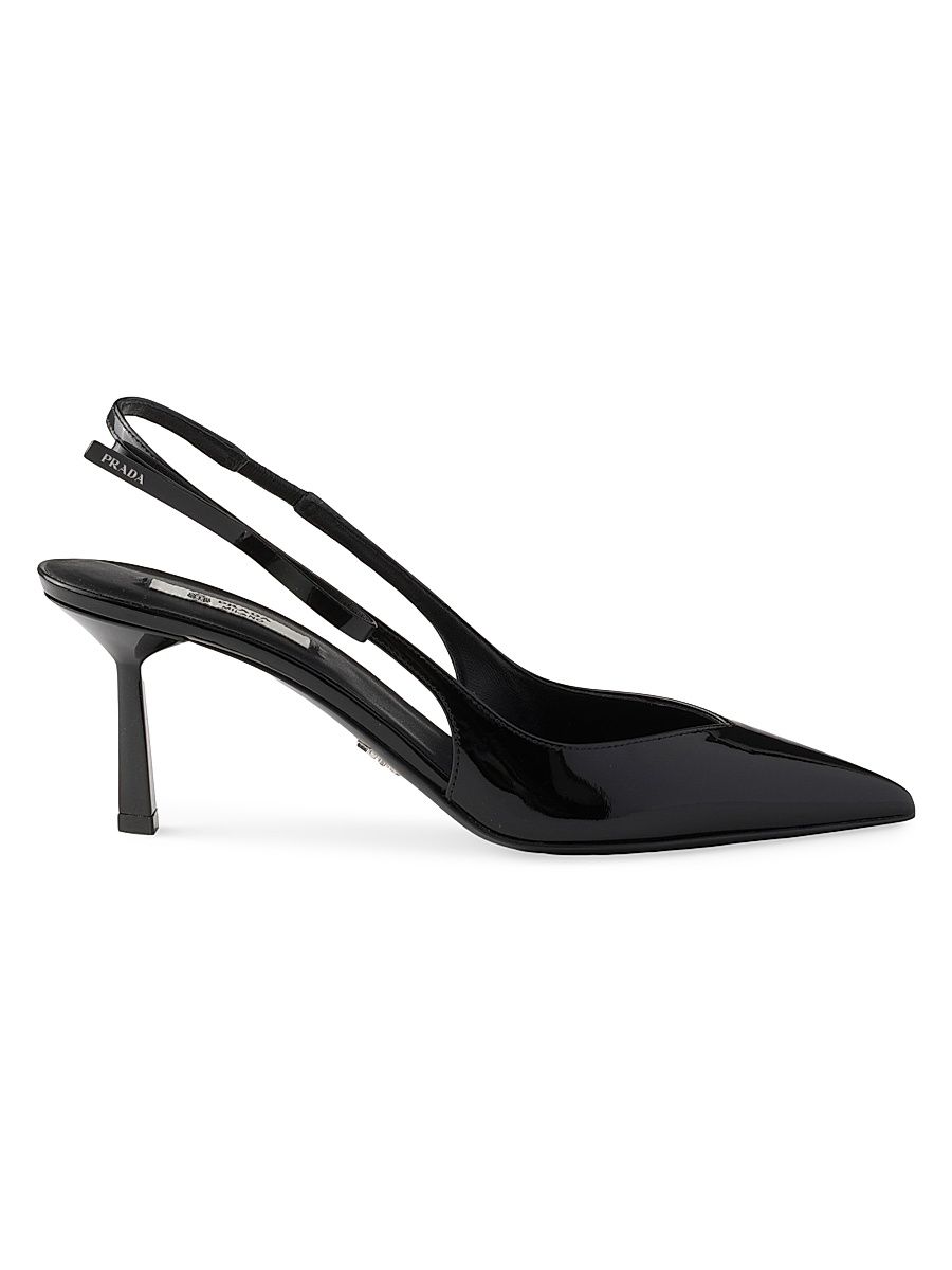 Women's Patent Leather Slingback Pumps - Black - Size 7