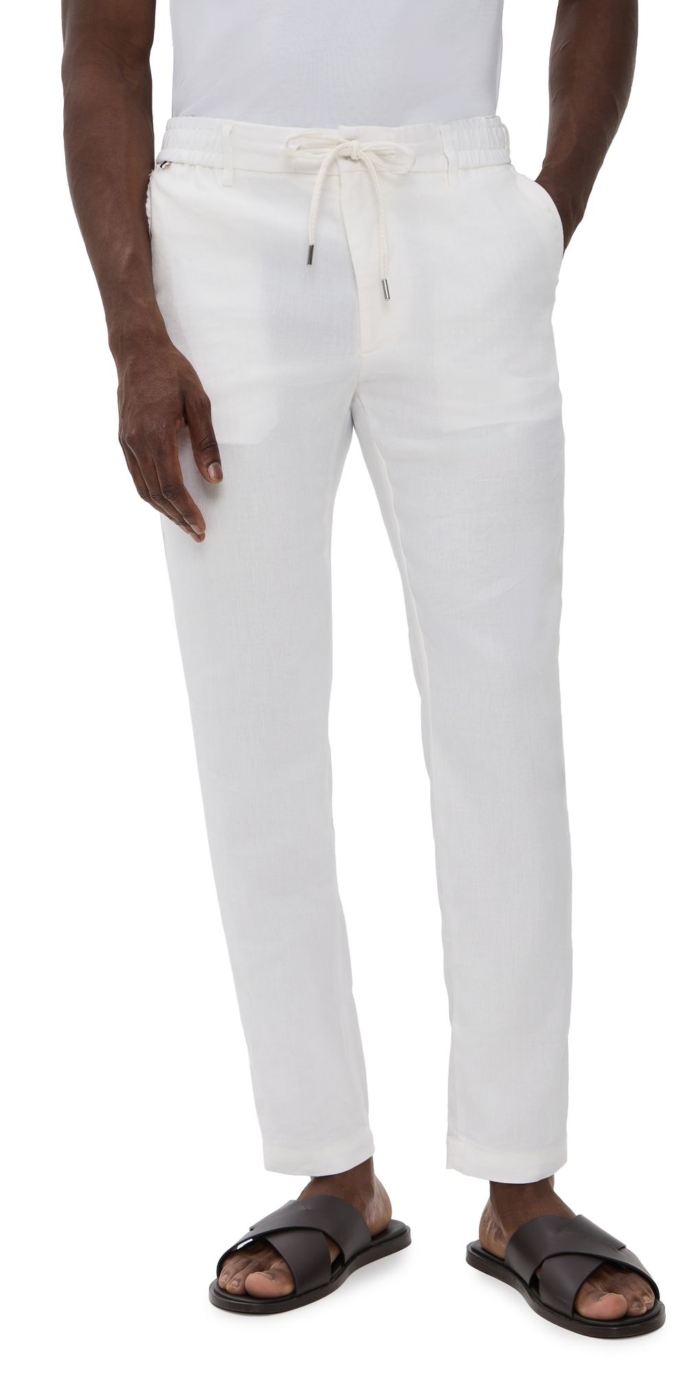 BOSS Linen Blend Trousers White 33