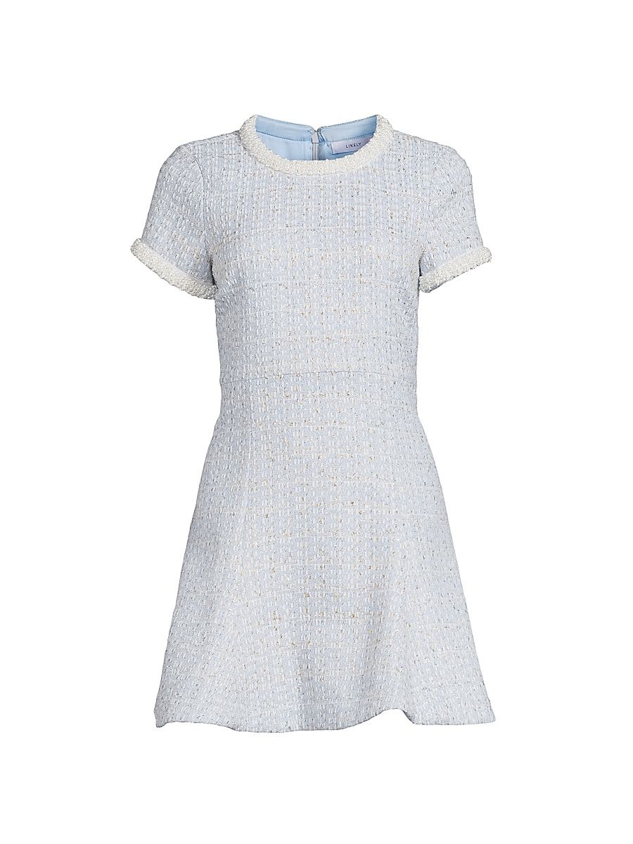 Women's Brie Embellished Tweed Minidress - Bluebell - Size 14