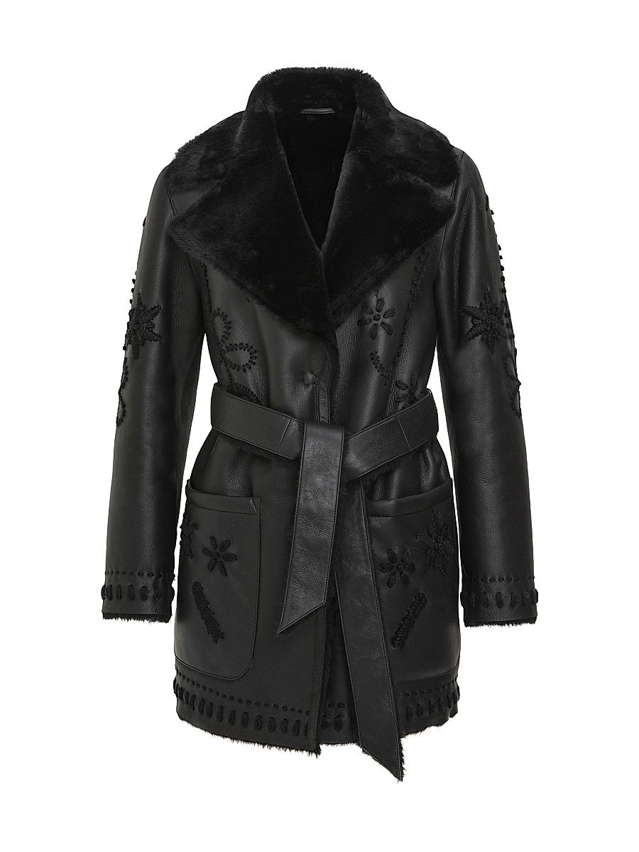 Women's Merino Shearling Lamb Jacket - Black - Size Medium