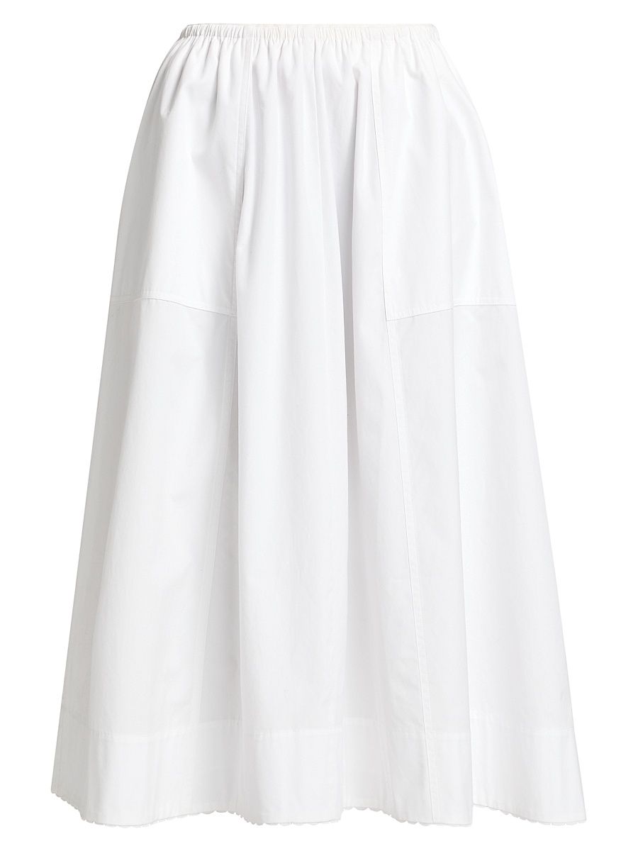 Women's Scallop Midi-Skirt - Optic White - Size XXS