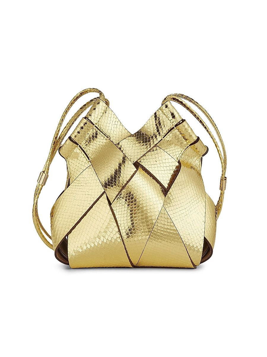 Women's Charlotte Metallic Snakeskin Embossed Leather Crossbody Bag - Gilt