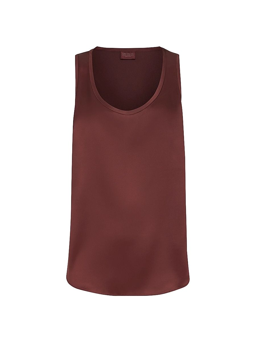 Women's Stretch Silk Satin Top - Wine - Size XXXL