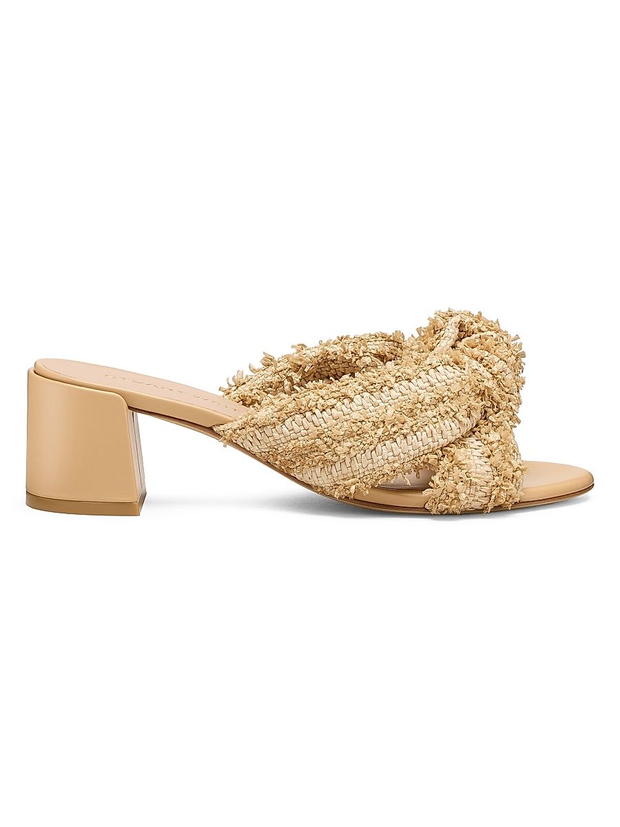 Women's Soplaya 50MM Woven Block-Heel Slip-On Sandals - Natural - Size 9.5