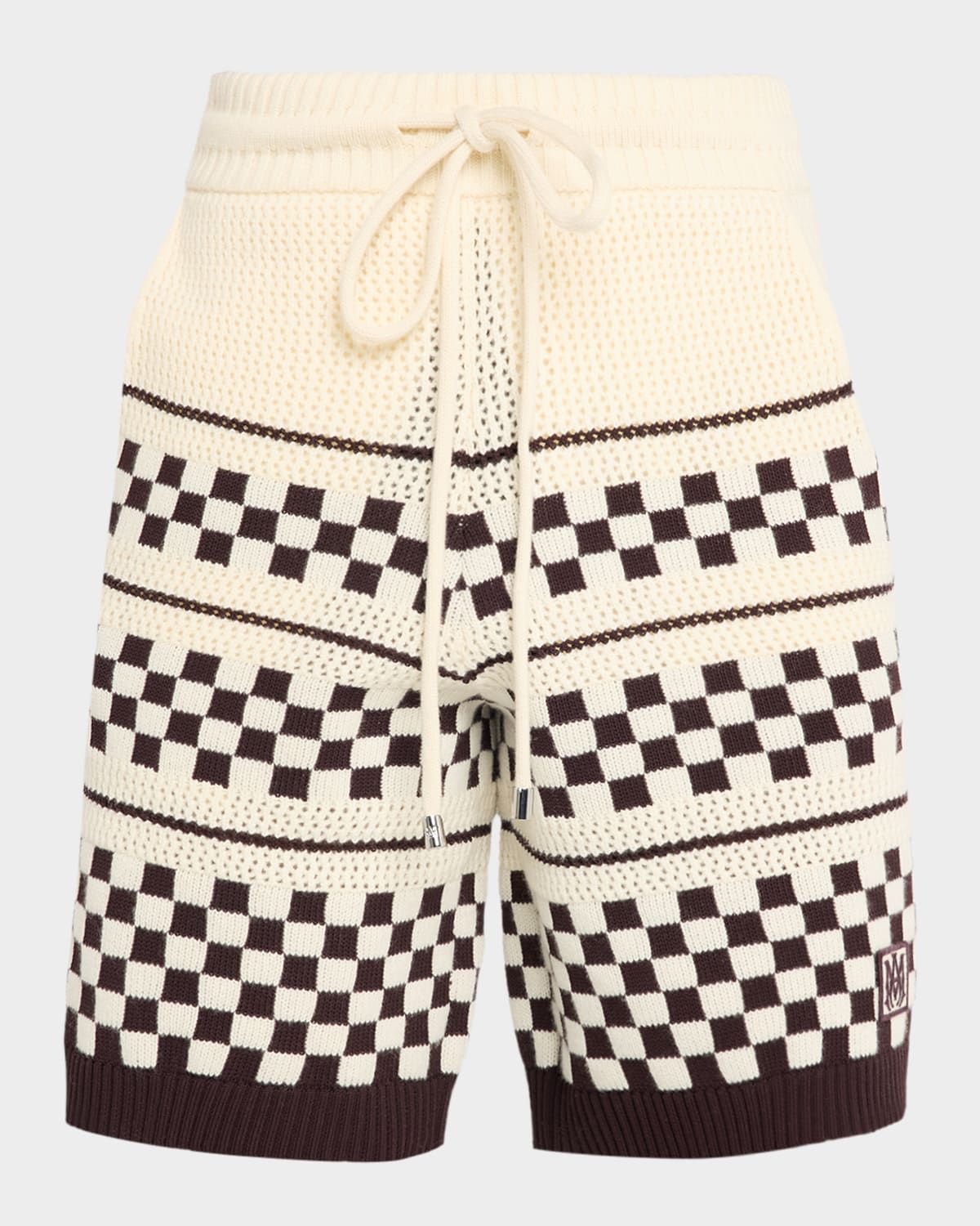 Men & apos;s Wool Mesh Knit Checkerboard Shorts