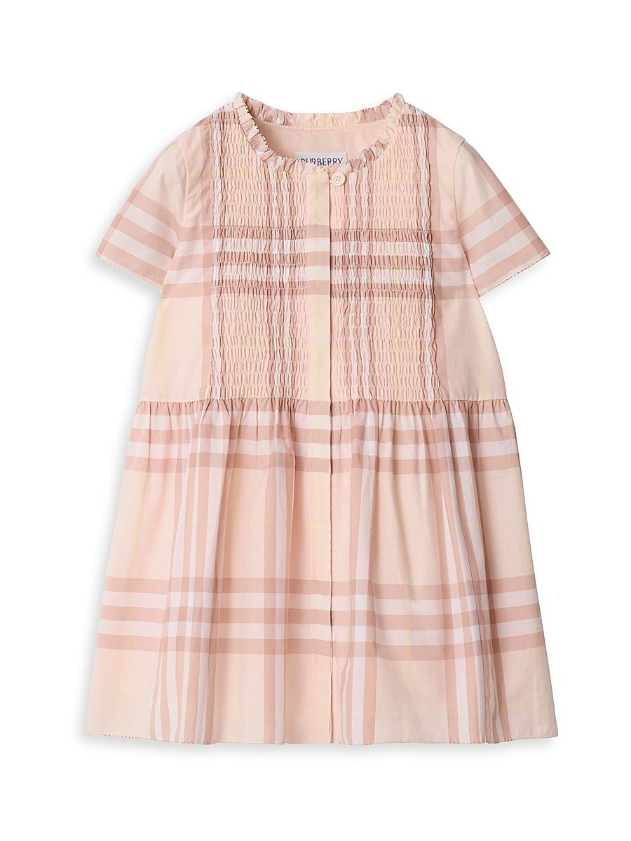 Baby Girl's, Little Girl's & Girl's Check Smocked Cotton Shirtdress - Shell Check - Size 6 Months