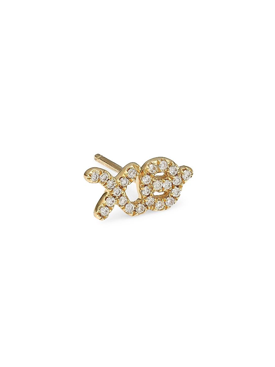 Women's XO Diamond & 14K Yellow Gold Single Stud Earring - Gold