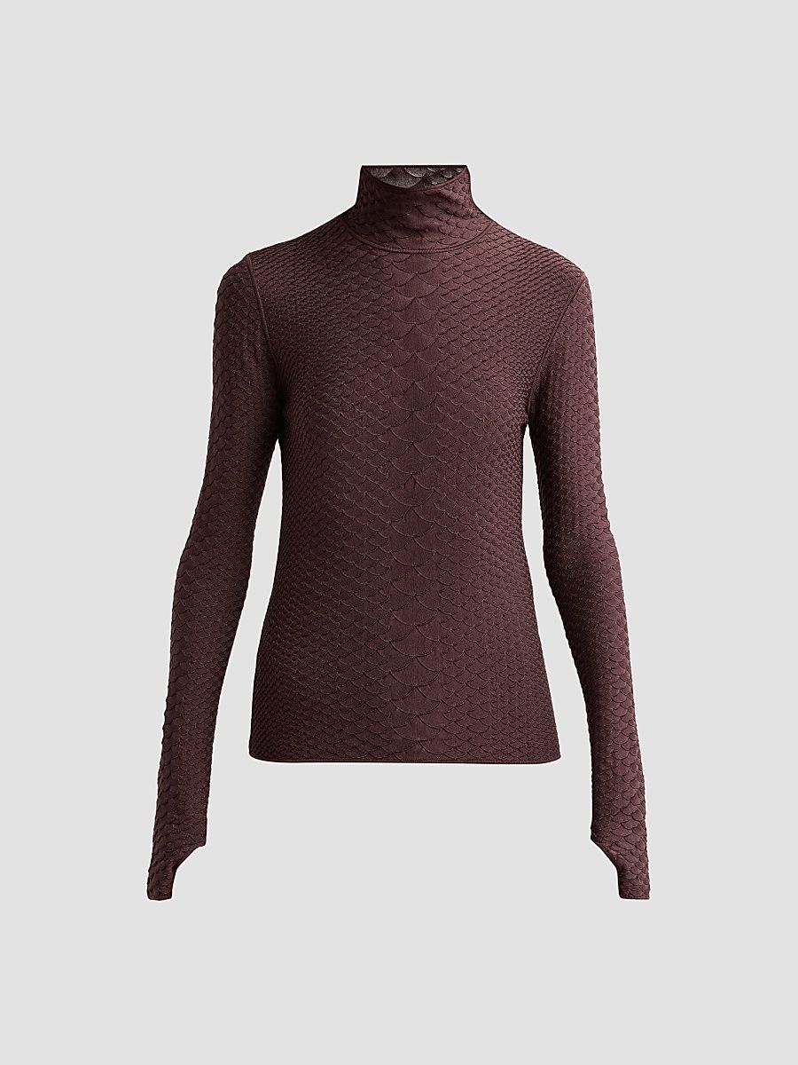 Women's Sitara Python-Embossed Jacquard Top - Espresso - Size Large