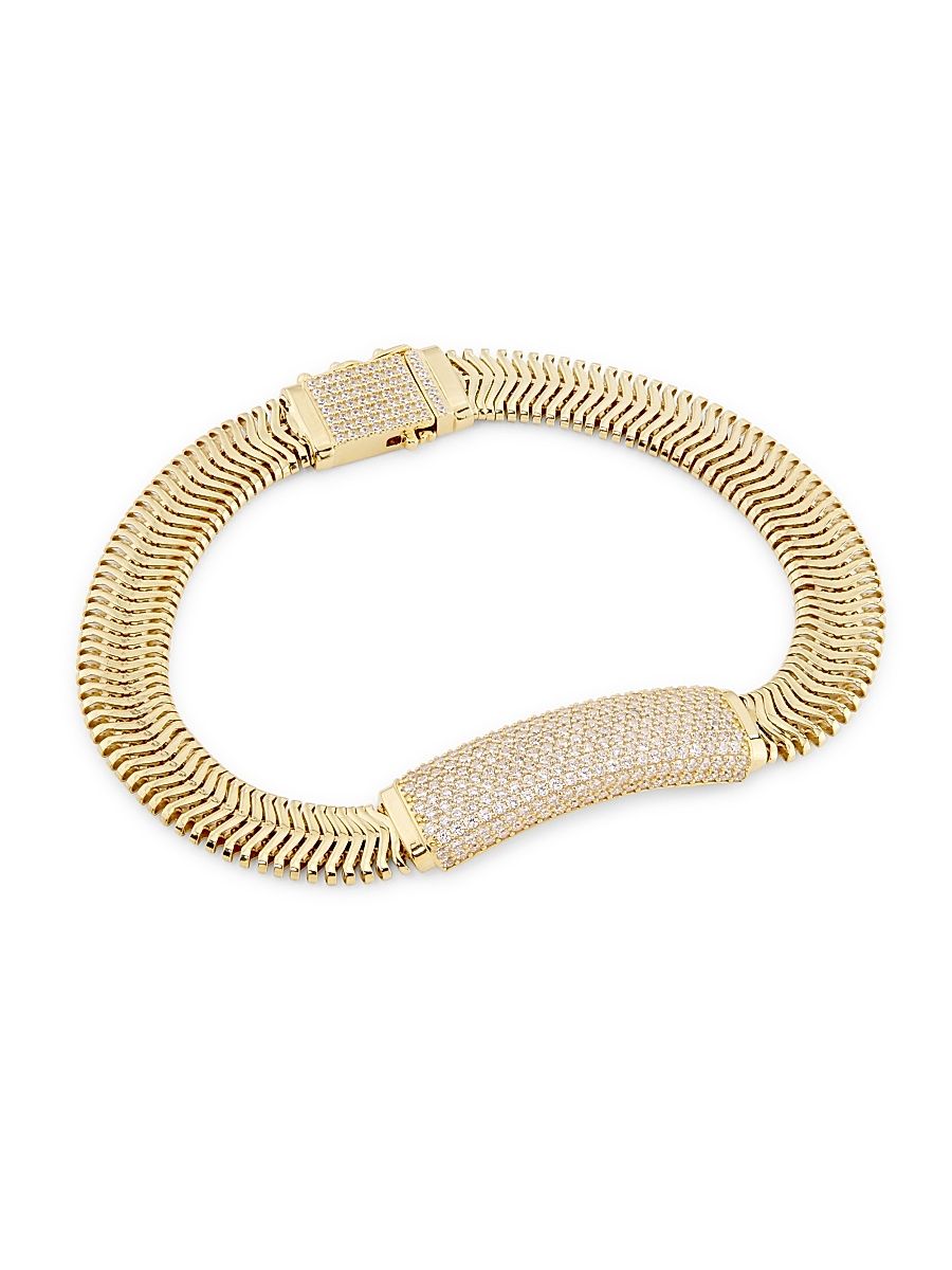 Women's 18K Gold-Plated & Cubic Zirconia ID Line Bracelet - Gold
