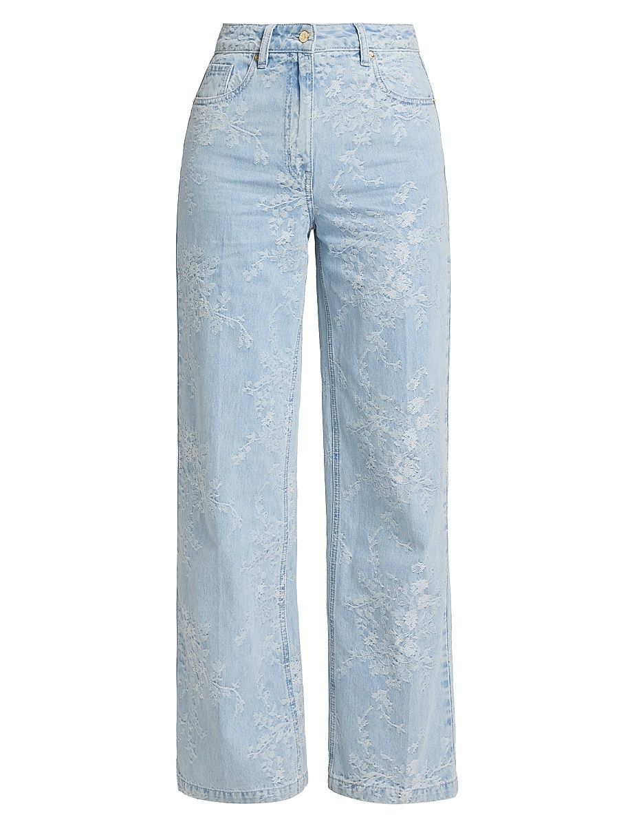 Women's Milagro Floral Straight-Leg Jeans - Light Blue - Size 32