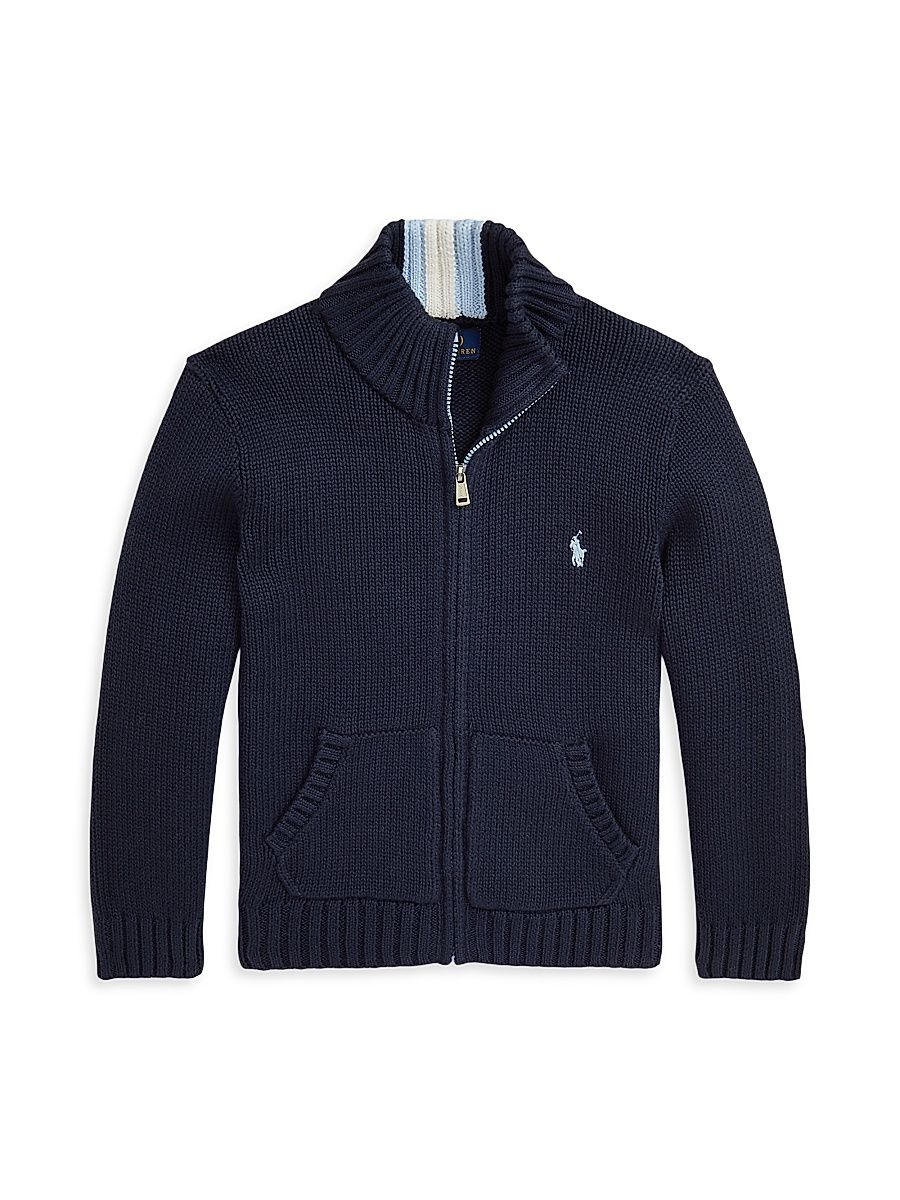 Little Boy's & Boy's Knit Zip Sweater - Navy - Size 7