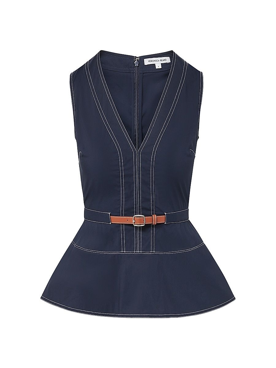 Women's Nickleby V-Neck Peplum Top - Navy - Size 14