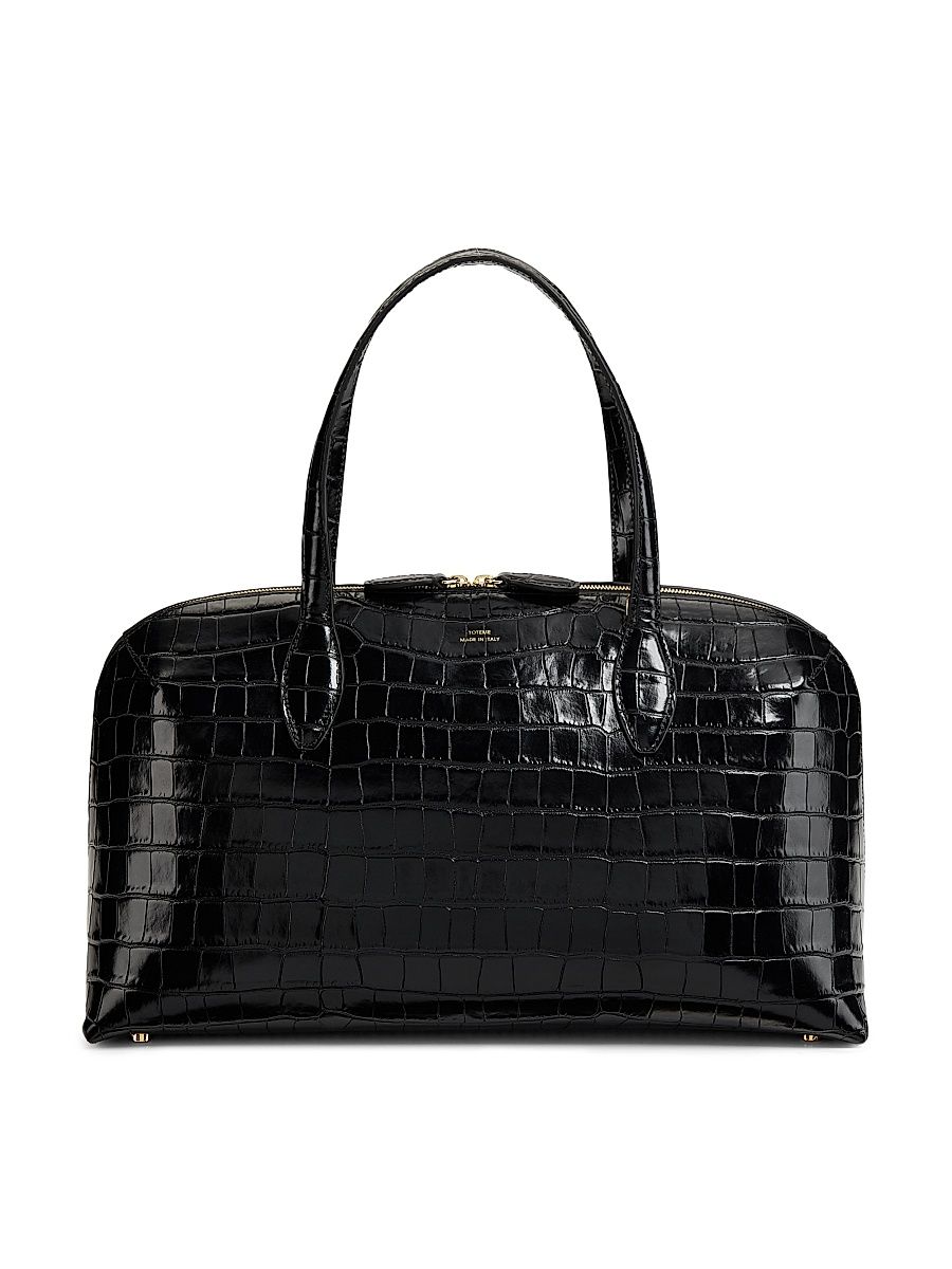 Women's Medium Croco-Embossed Day Tote - Black