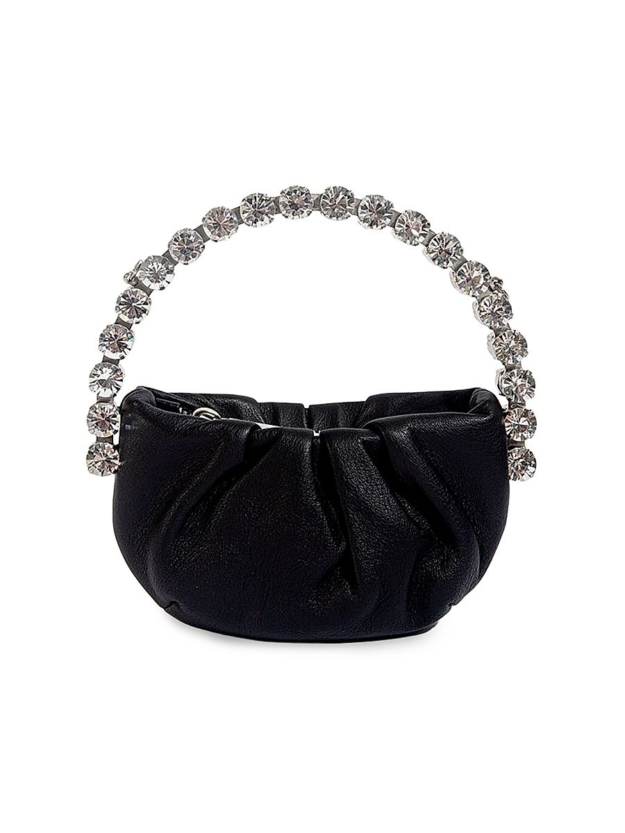 Women's Micro Eternity Crystal-Embellished Leather Convertible Clutch - Black