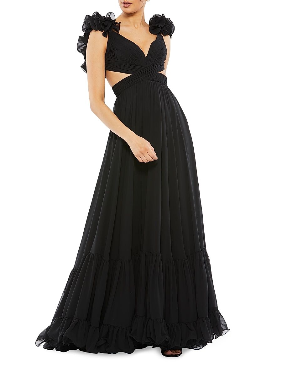 Women's Ieena Cutout Chiffon Gown - Black - Size 4