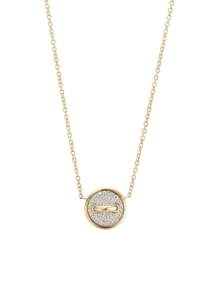 Women's Pom Pom Dot 18K Rose Gold & 0.40 TCW Diamond Button Pendant Necklace - Rose Gold