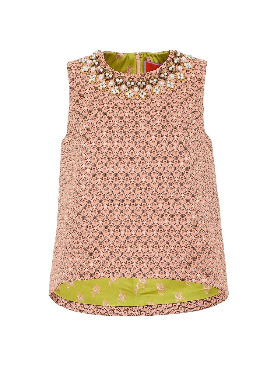 Women's La Scala Top Embroidered - Tulip Jacquard Pale Pink - Size XL
