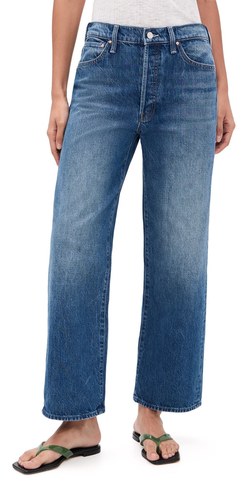 MOTHER The Dodger Button Flood Jeans Green Thumb 29