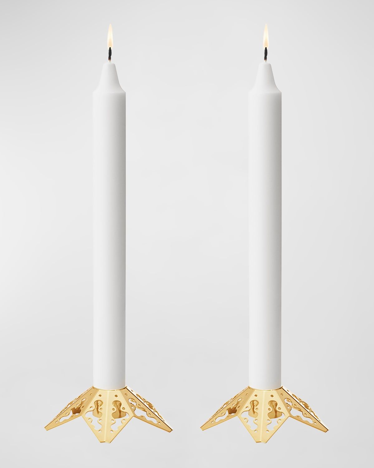 Gold Lace Taper Candle Holders, Set of 2