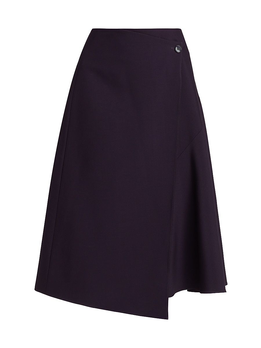 Women's Draped Wool Wrap Skirt - Aubergine - Size 6