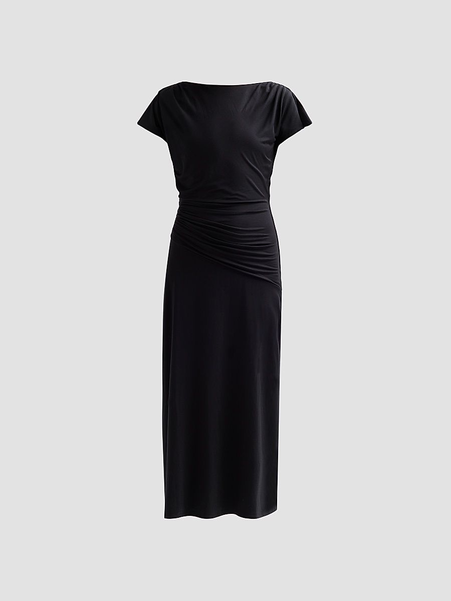Veronica Beard Women's Lila Ruched Midi Dress - Black - Size XL