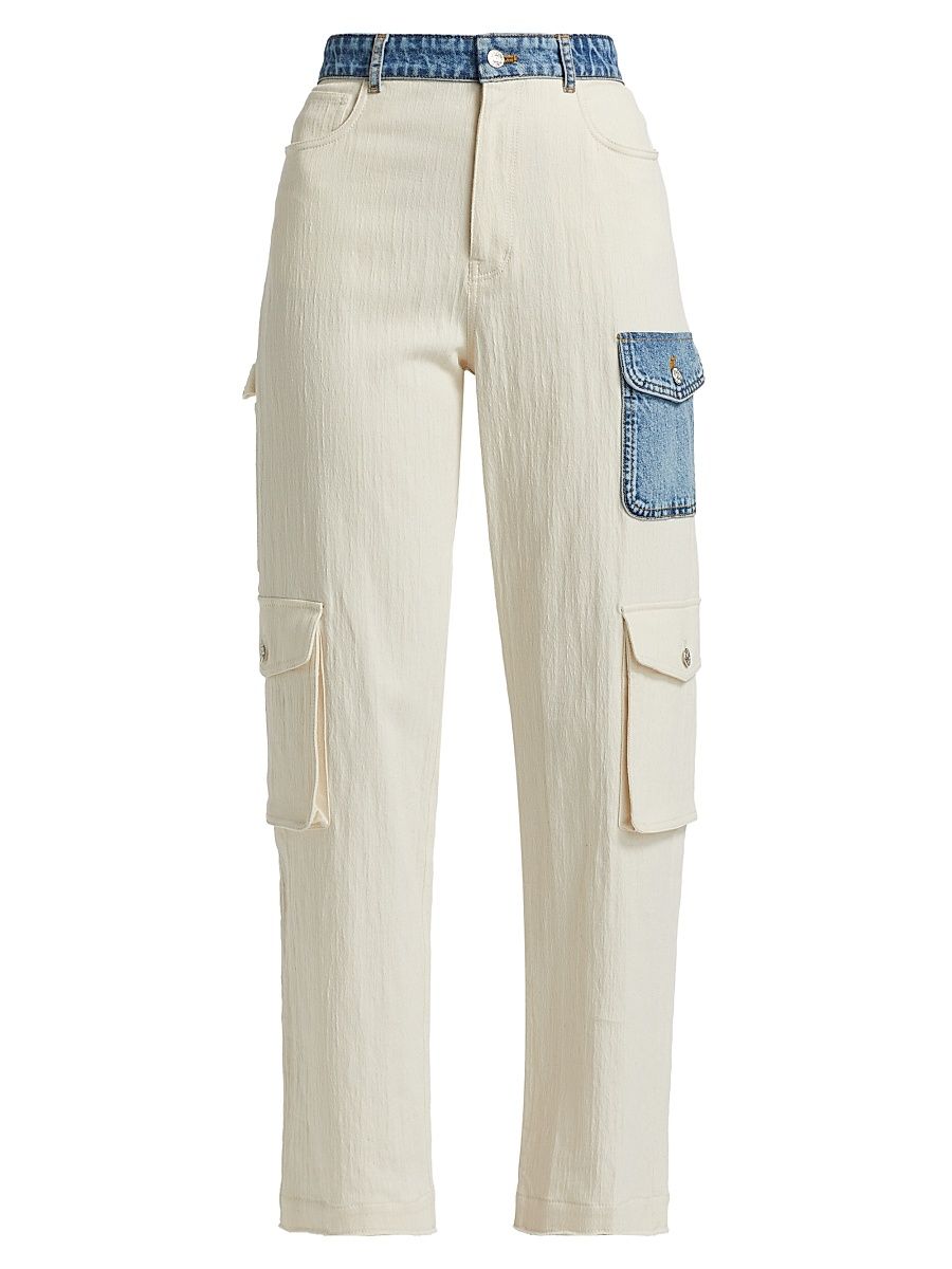 Women's Patchwork Cargo Trousers - Multi Beige - Size 8