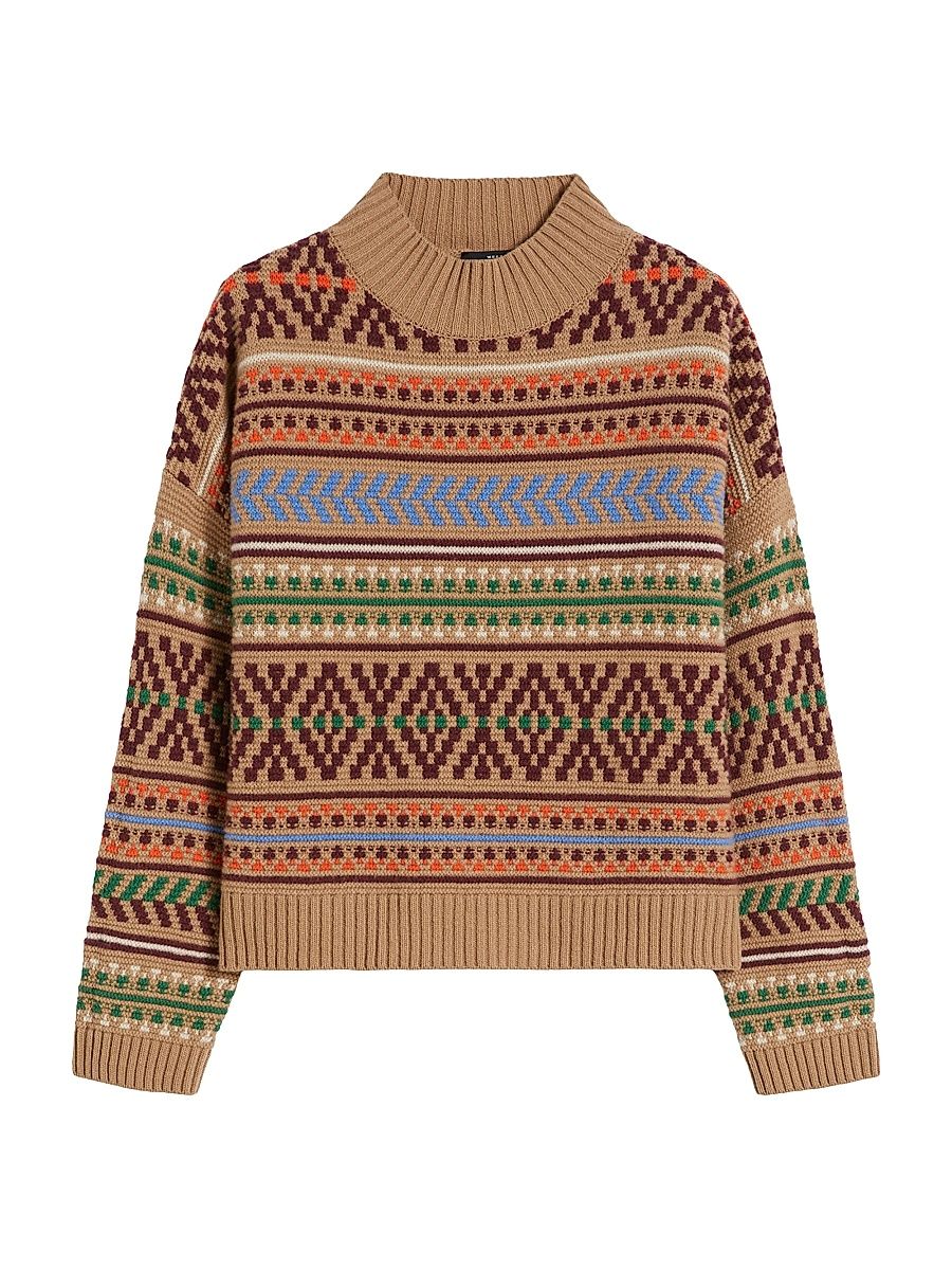 Women's Wool Jacquard Jumper - Camel Jacquard - Size XXL