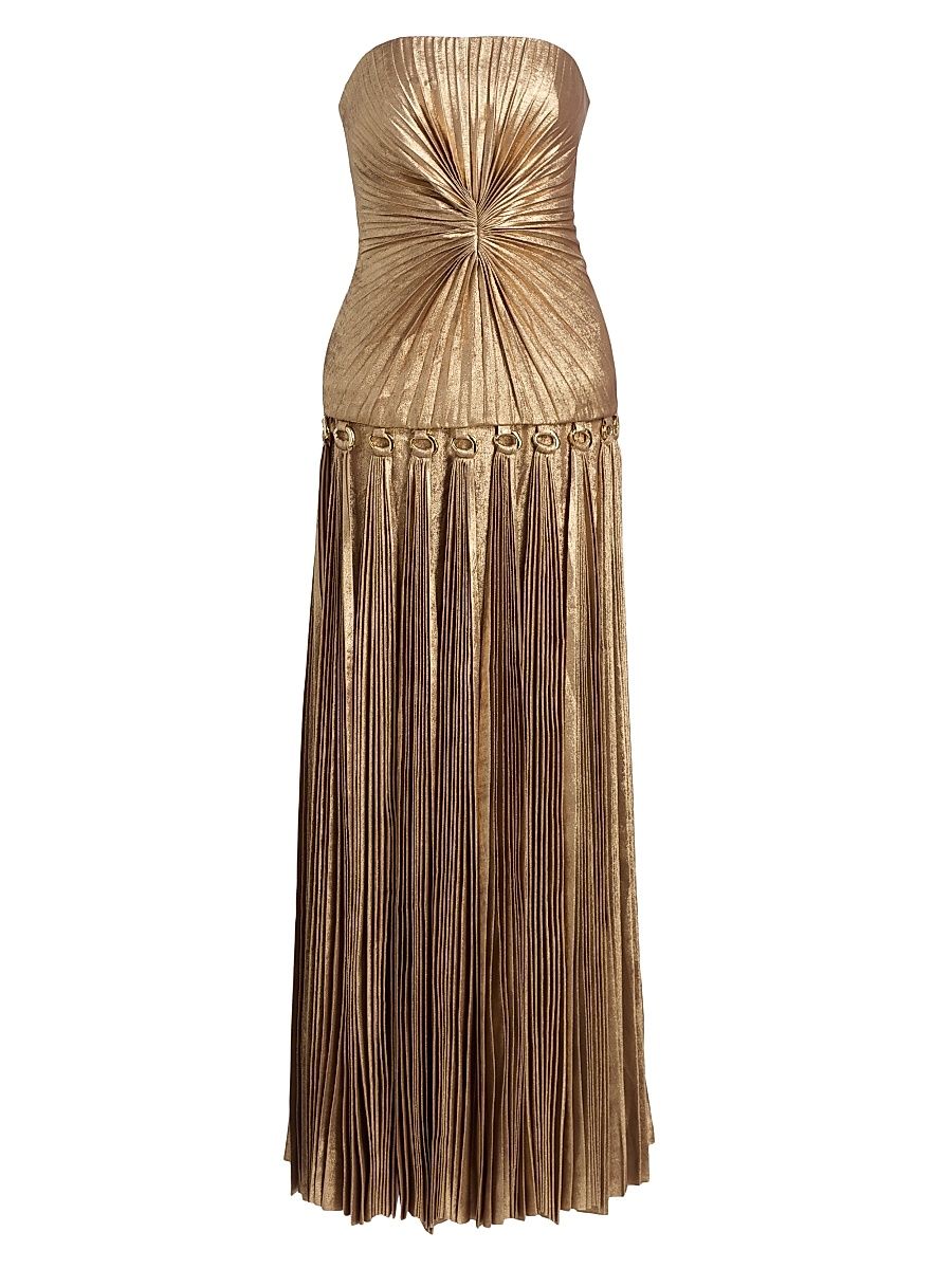 Women's Fintry Metallic Pleated Gown - Gold - Size 12