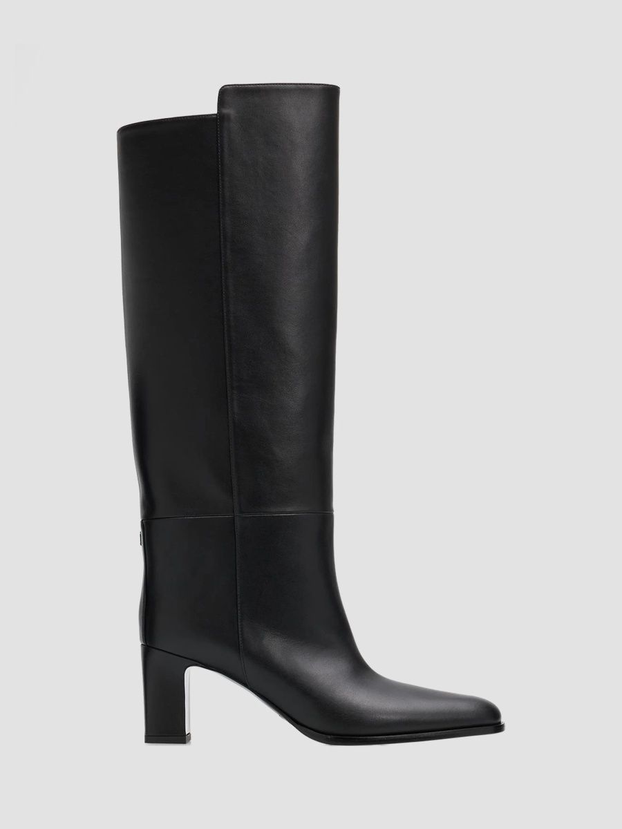 Jimmy Choo Women's Caly 65MM Leather Knee Boots - Black - Size 5