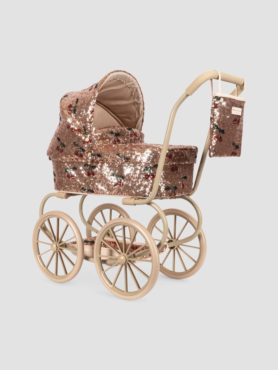 Konges Slojd Unisex Kid's Sparkly Minnie Doll Pram - Cherry Sequin