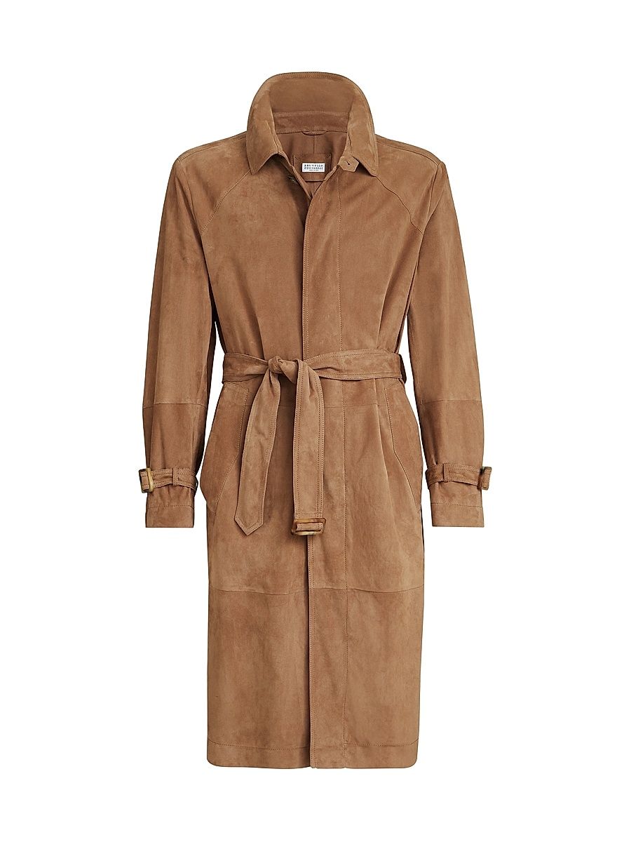 Men's Suede Unlined Trenchcoat - Biscuit - Size XXXL